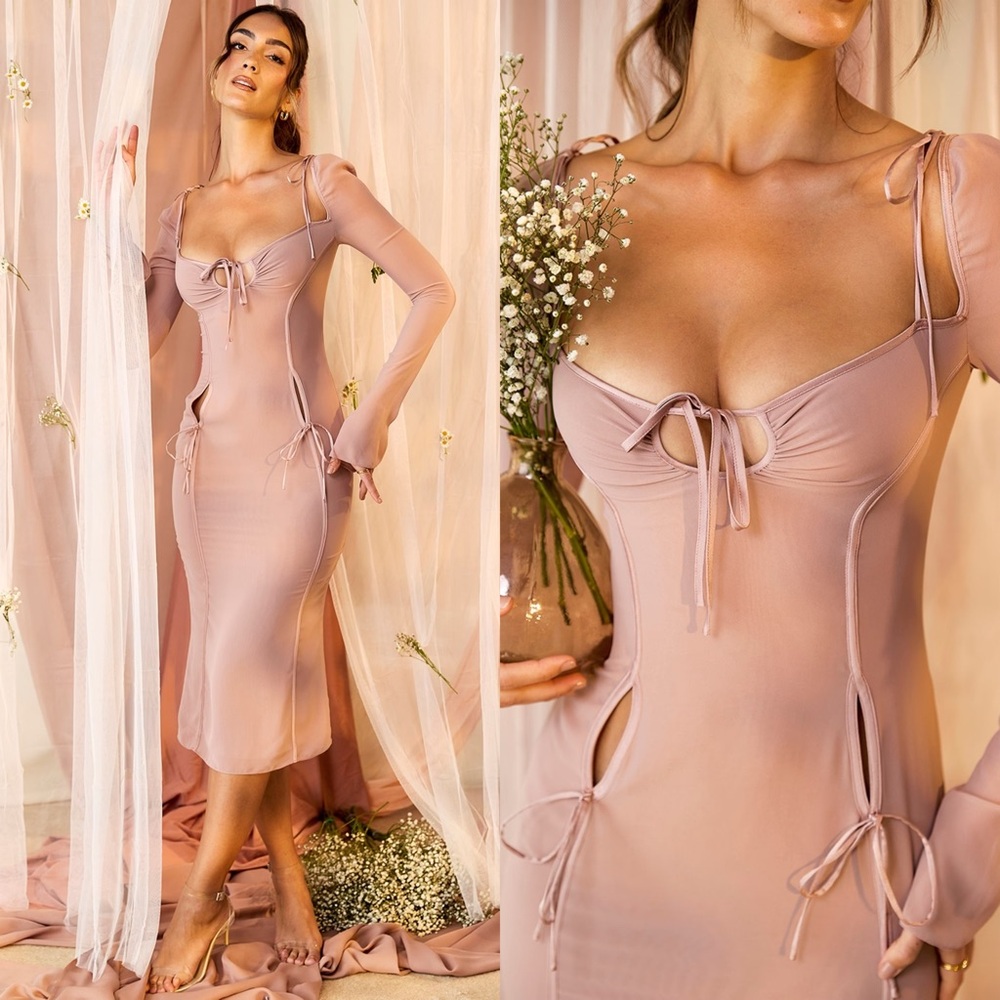 HOUSE OF CB Ophelia Crystal Cutout Midi Dress